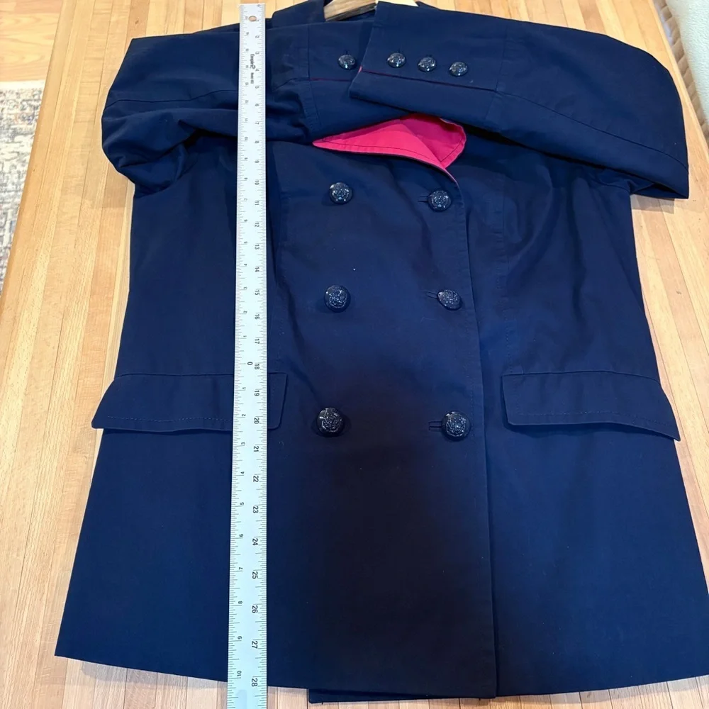 Talbots Navy Blue Cotton Peacoat Jacket Double Breasted Nautical Preppy - Picture 9 of 9